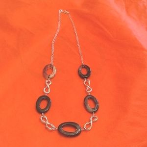Sterling Necklace with Brown open Stone Stations